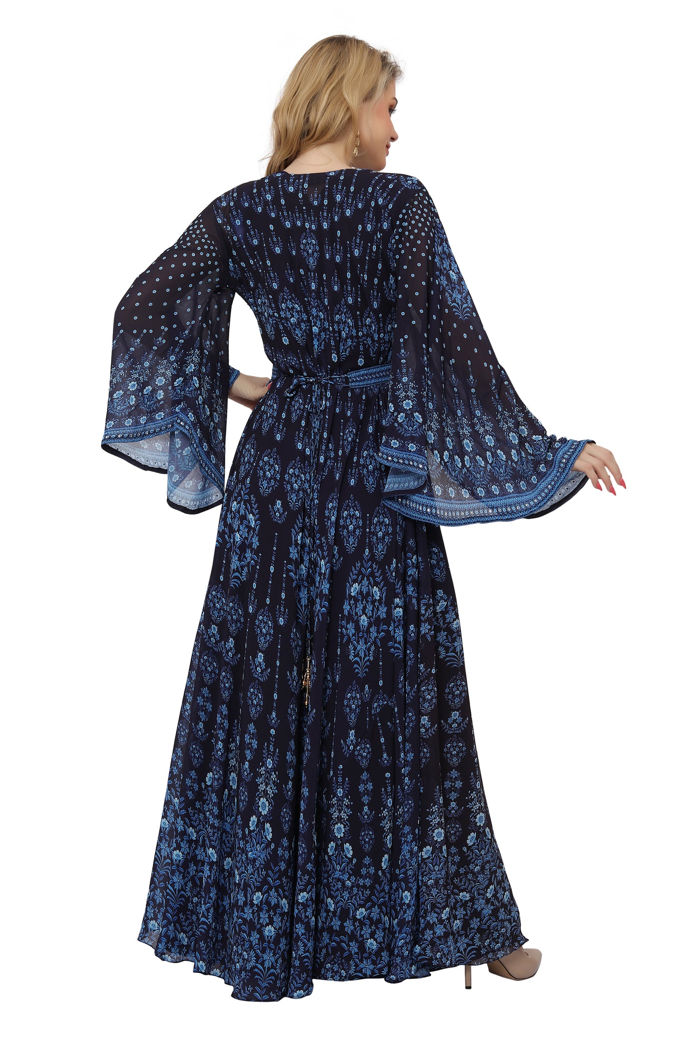 Digital Printed Kaftan Evening Gown