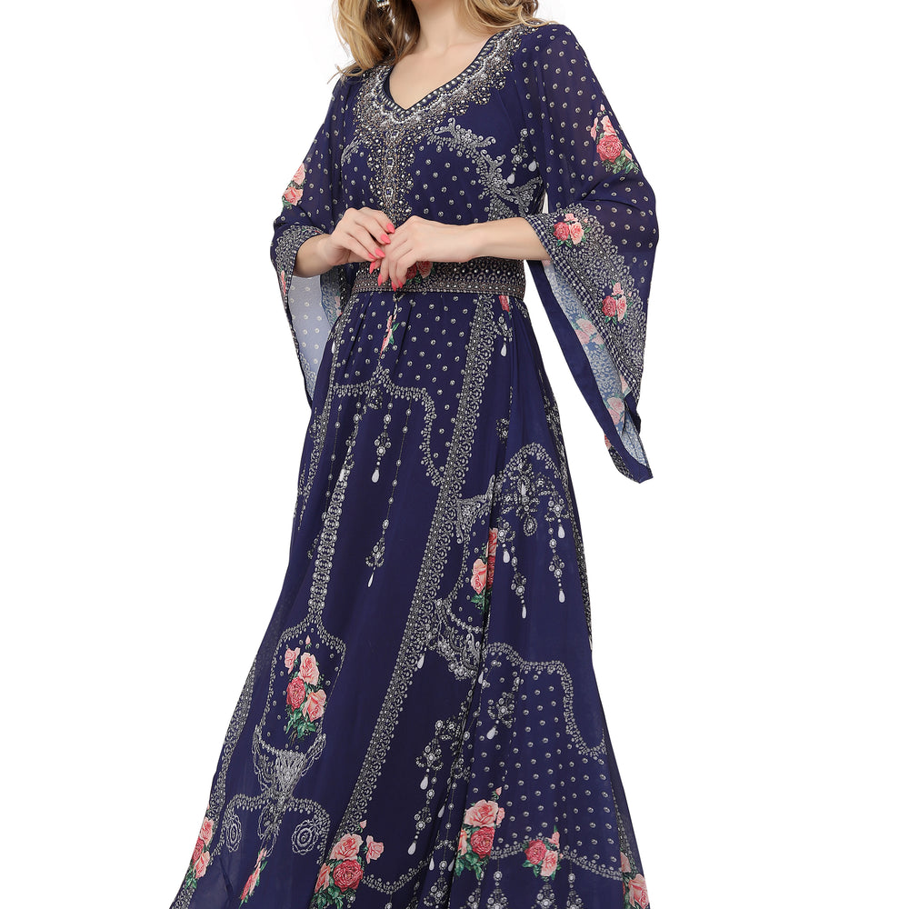 Digital Printed Abaya Caftan Ethic Party Gown