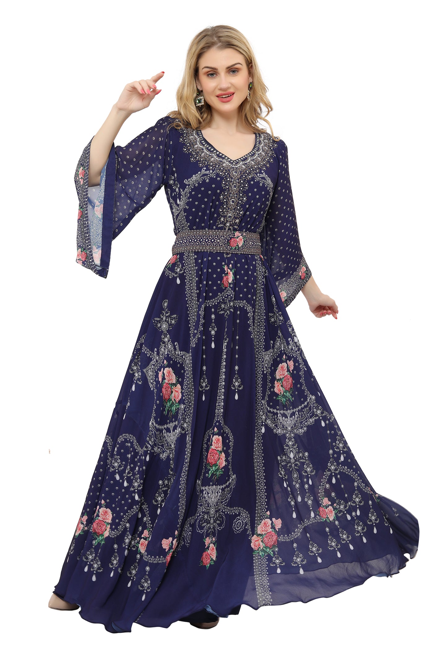 Digital Printed Abaya Caftan Ethic Party Gown