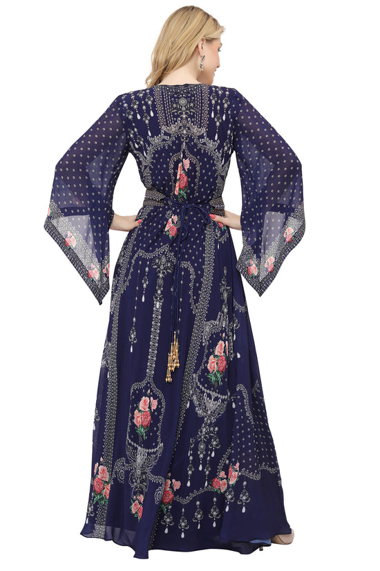 Digital Printed Abaya Caftan Ethic Party Gown