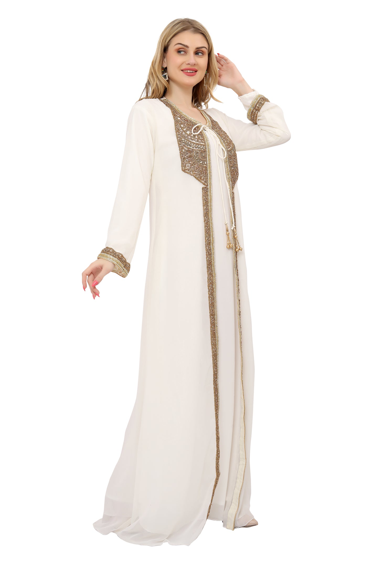 Designer Kaftan Hand Embroidered Gown In Maxim Creation