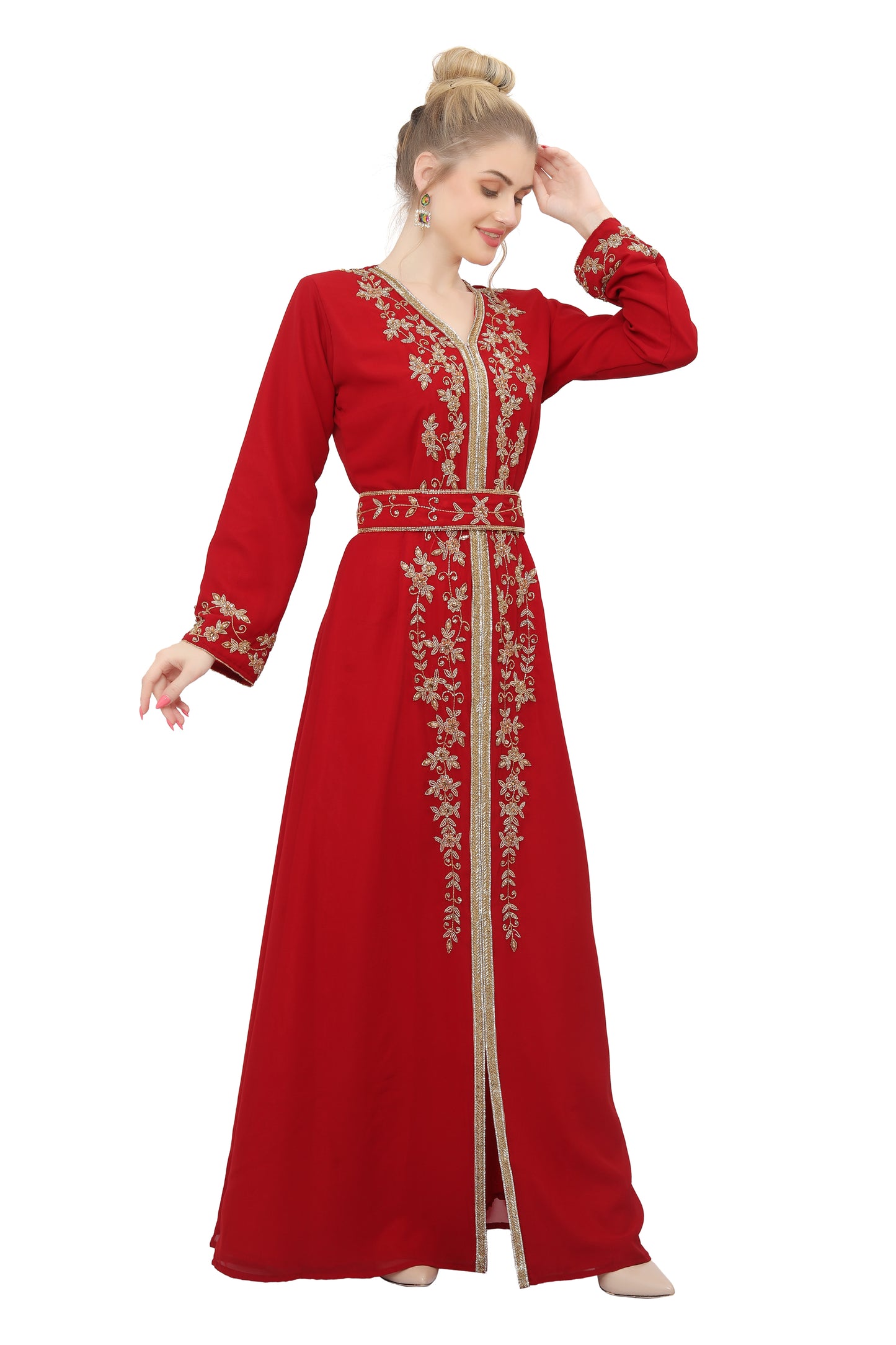 Designer Kaftan Hand Embroidered Moroccan Gown