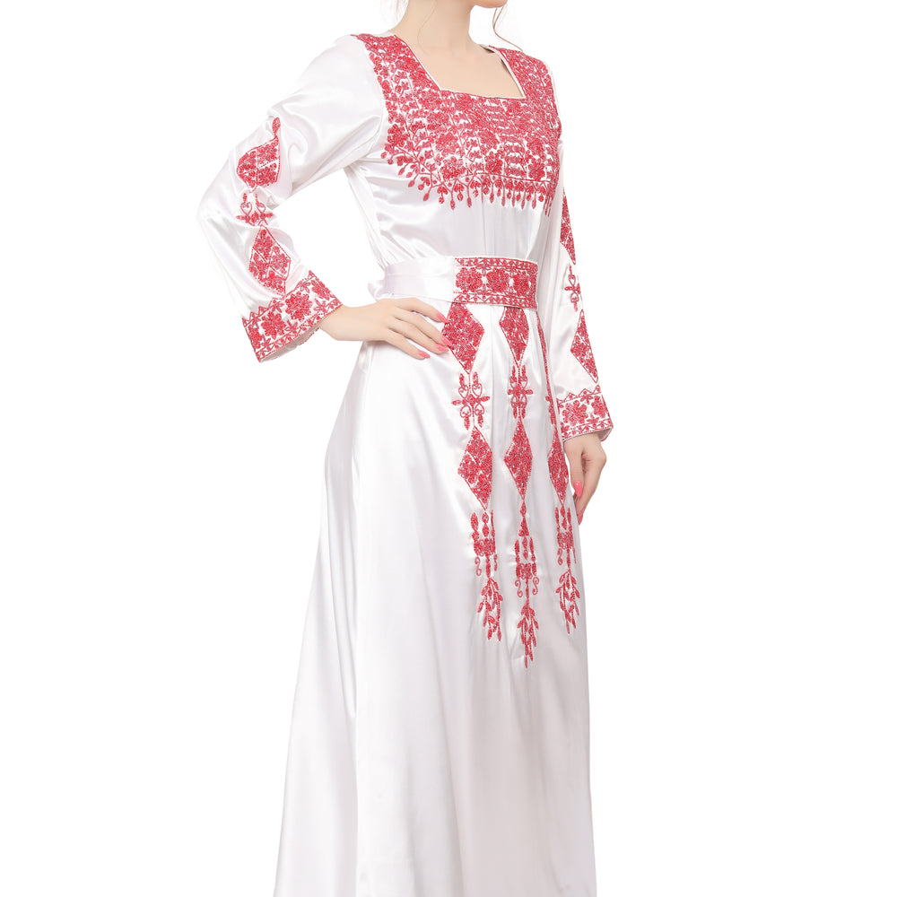 
                  
                    Designer Jalabiya Satin Kaftan Wedding Gown
                  
                