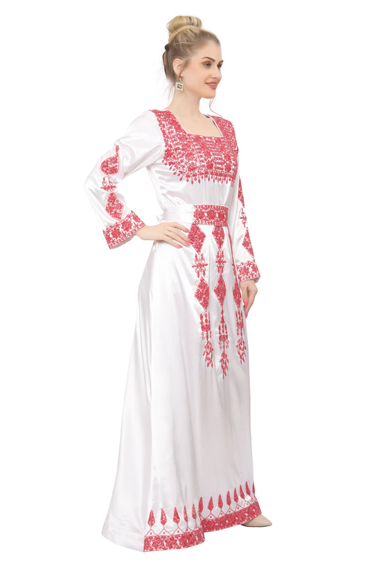 Designer Jalabiya Satin Kaftan Wedding Gown