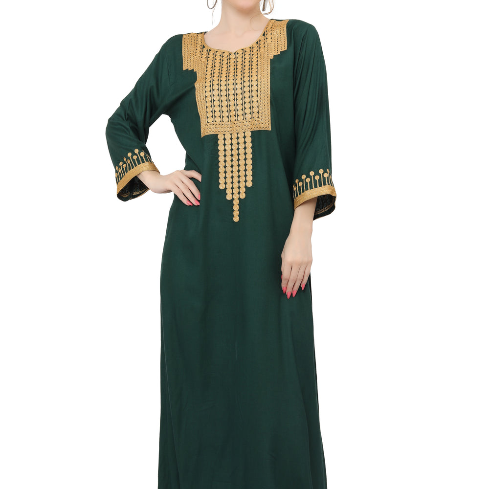 Golden Threadwork Embroidery Farasha Gown