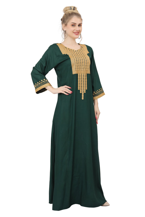 Golden Threadwork Embroidery Farasha Gown