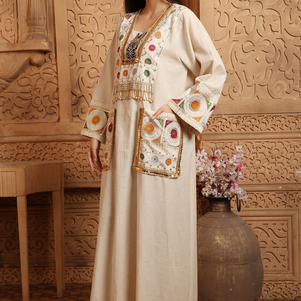 
                  
                    Women's Sequin Abaya Turkish Long Dress Loose Robe
                  
                