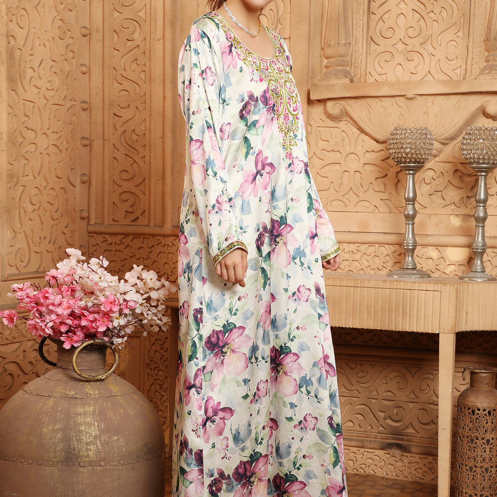 
                  
                    Designer Eid Kaftan Thread Embroidery Takchita Wedding Gown
                  
                