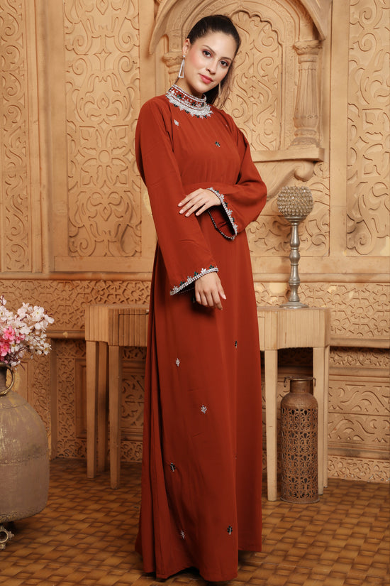 Eid Mubarak Maghribi Caftan Maroon Wedding Gown