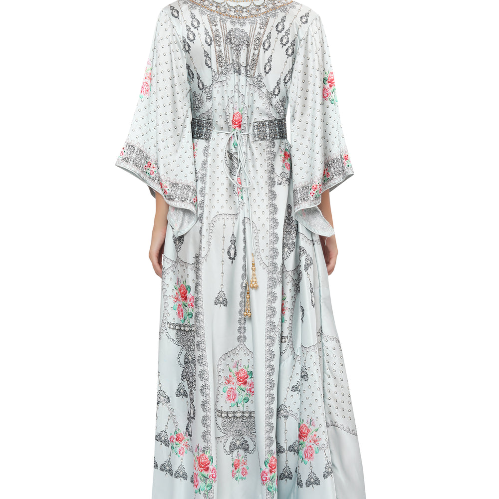 
                  
                    Designer Digital Printed Party Gown With Bell Sleeve
                  
                