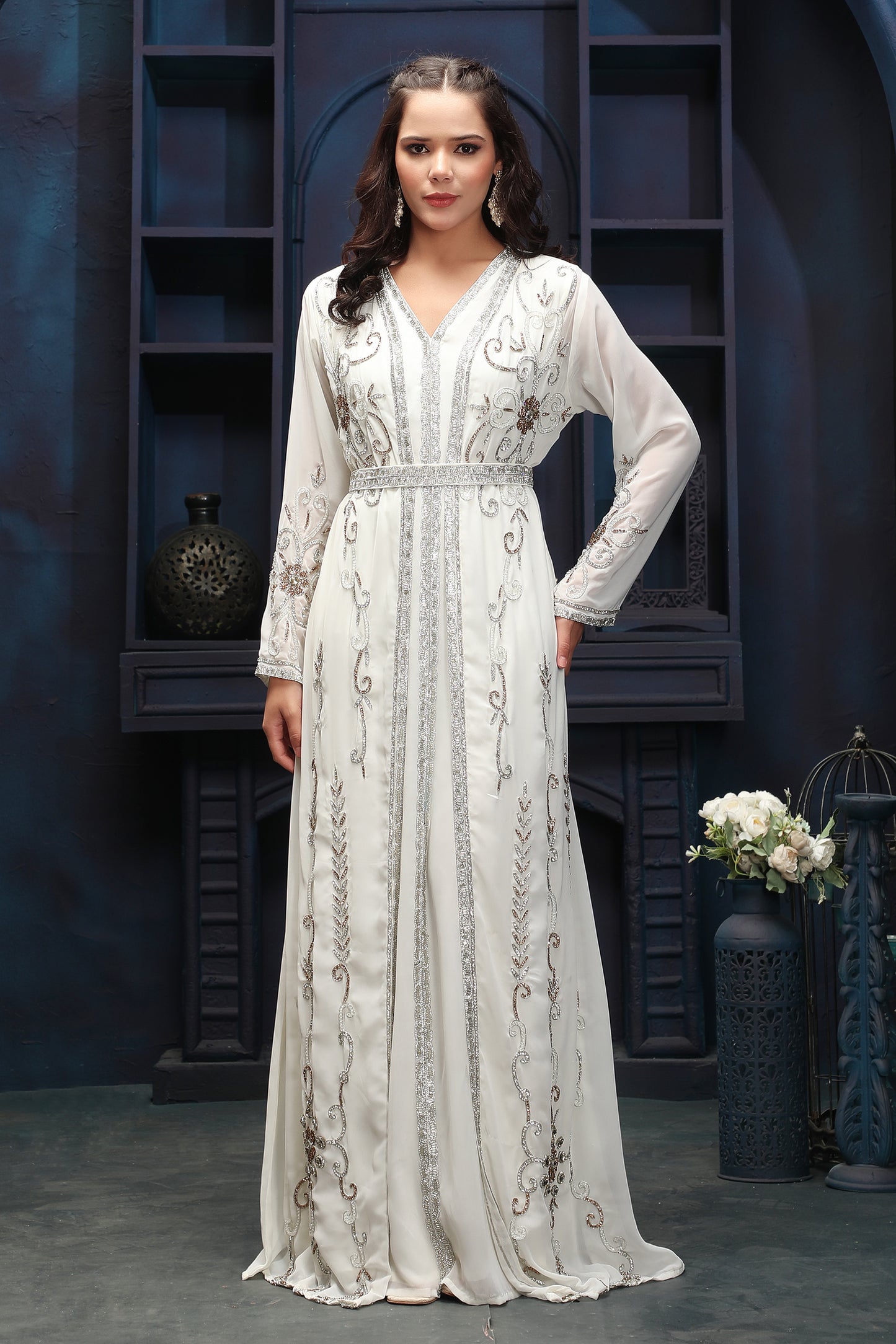 Designer Cream White Ethnic Gown with Premium Finish - Maxim Creation