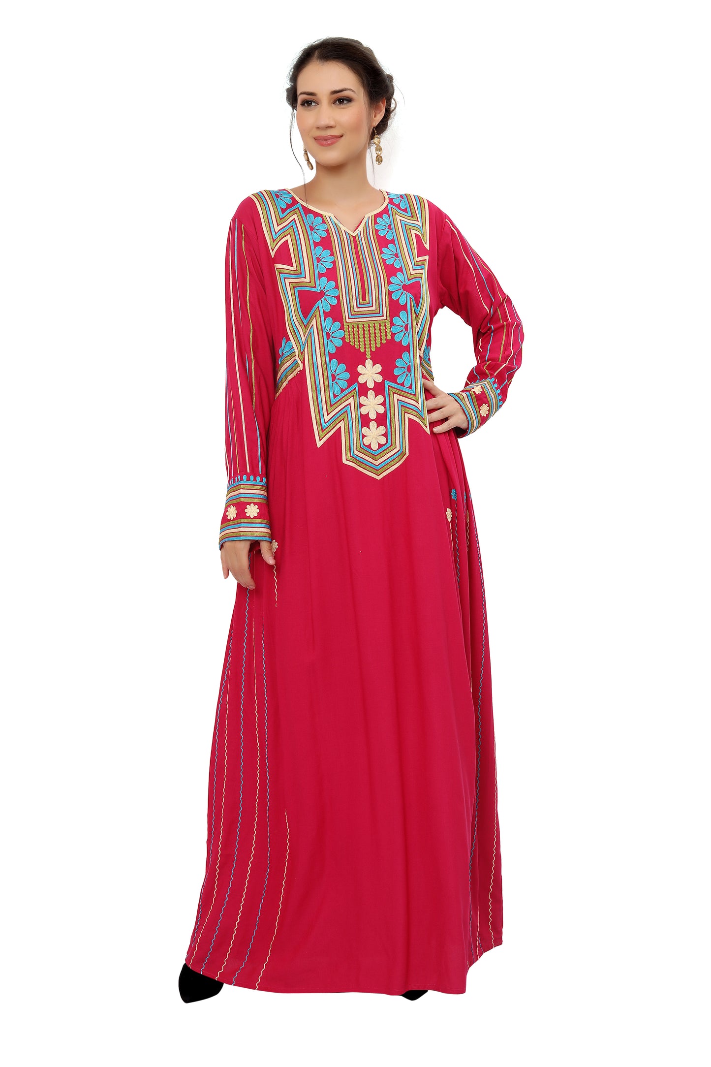 Kaftan Maxi Dress Thread Embroidery Takchita