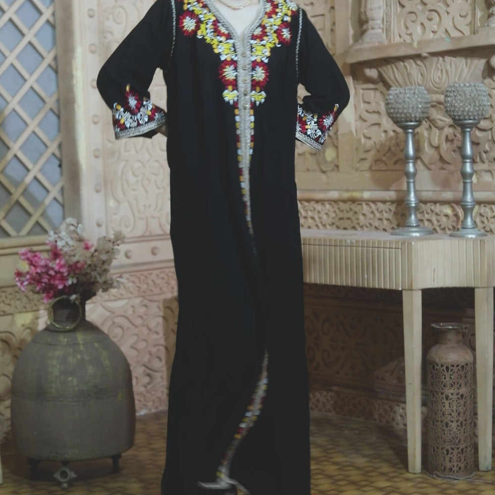 
                  
                    Load and play video in Gallery viewer, Delicate Embroidery Dubai Kaftan Abaya Arabic Dress
                  
                