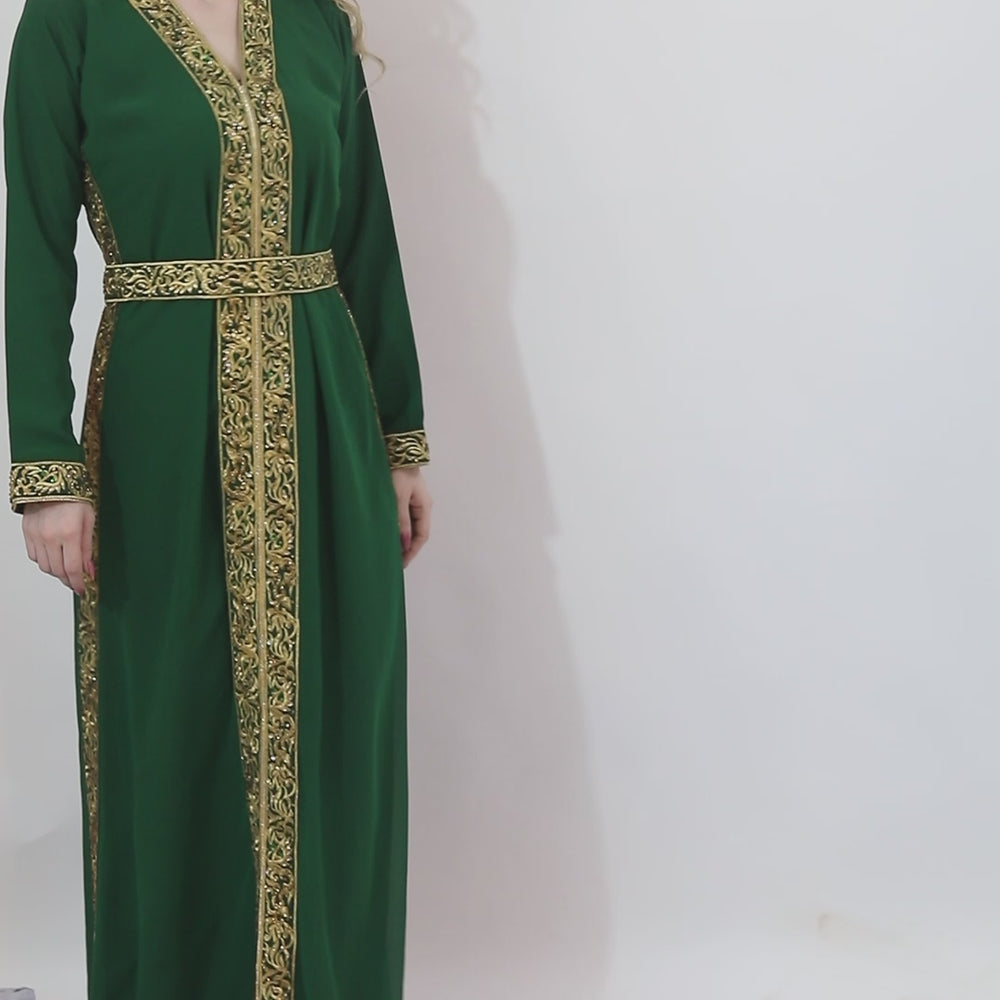 
                  
                    Load and play video in Gallery viewer, Moroccan Kaftan Khaleeji Thobe Maxi Gown
                  
                