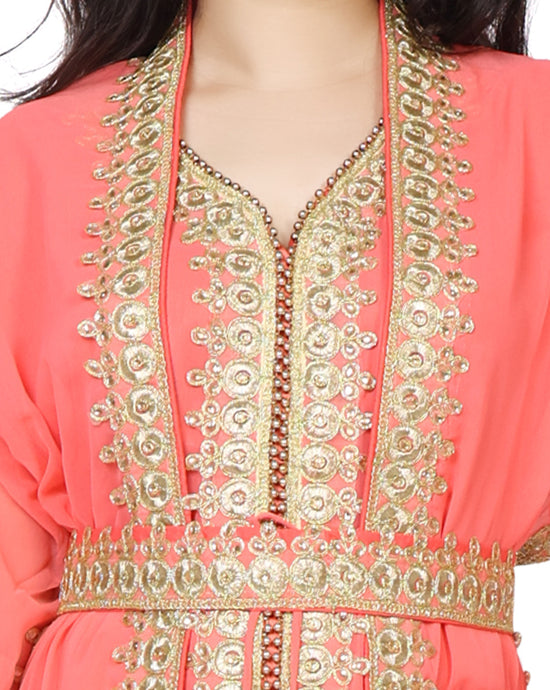 Kaftan With Golden Lace Work - Maxim Creation