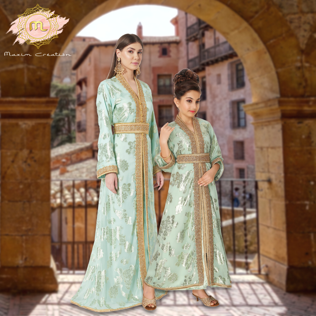 Designer Khaleeji Thobe Wedding Gown Mother Daughter Combo set - Maxim Creation