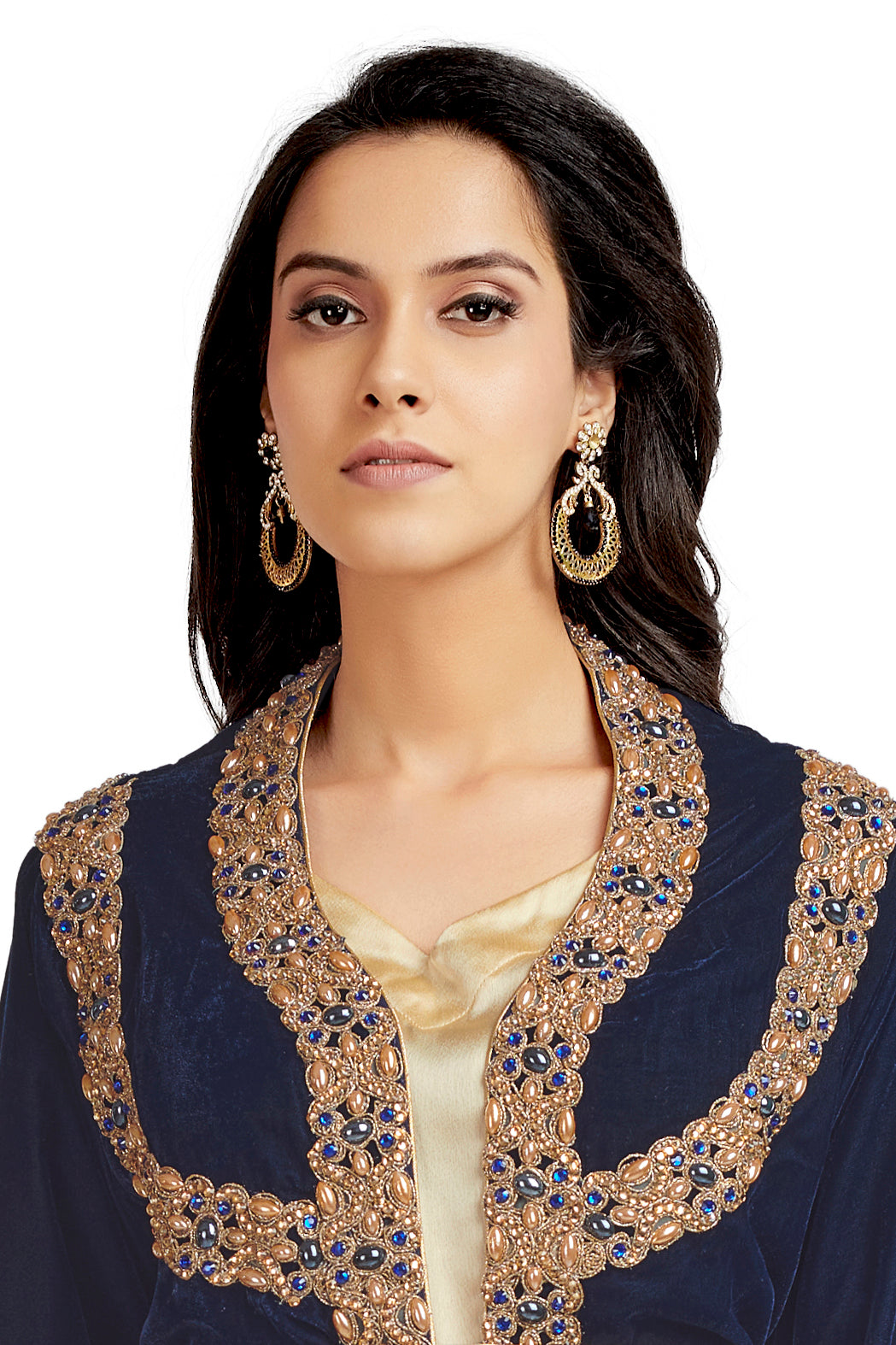 Blue Velvet Takchita Kaftan In 3 Piece - Maxim Creation