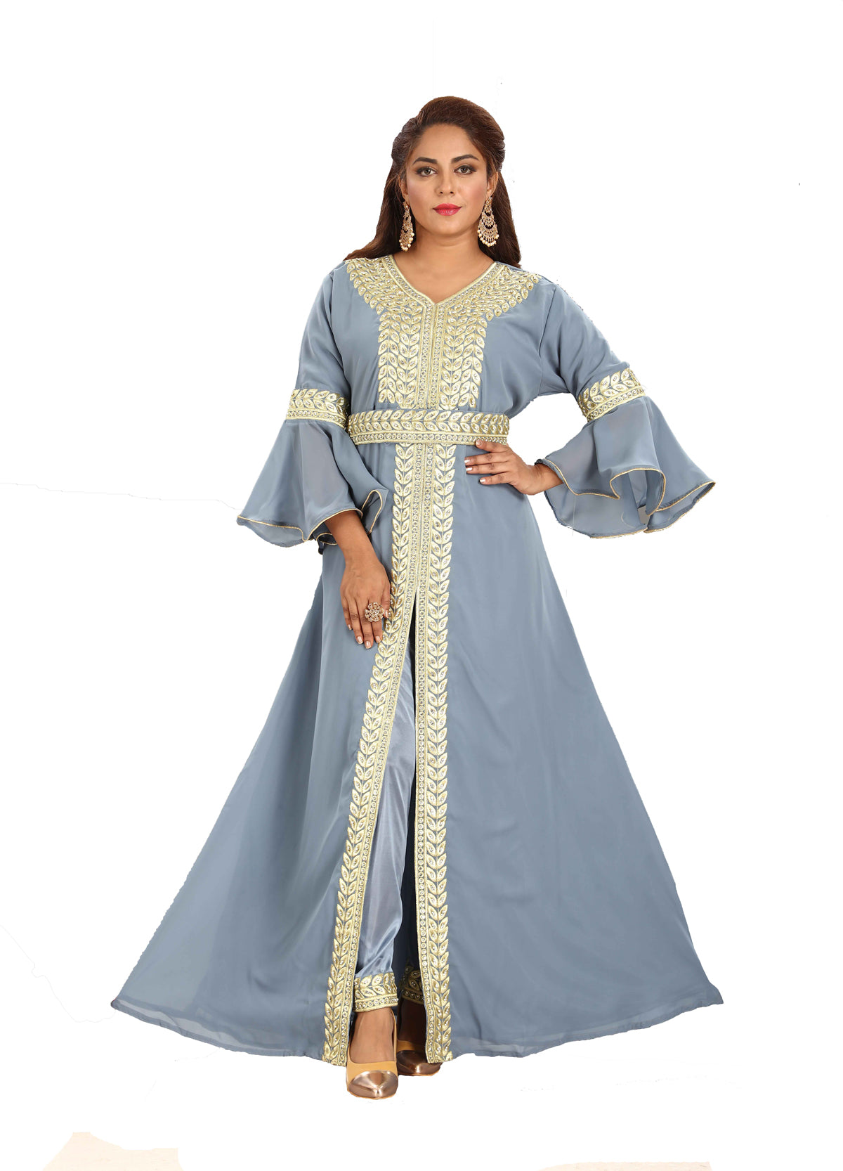 Arabian Kaftan With Long Bell Sleeve And Pant - Maxim Creation