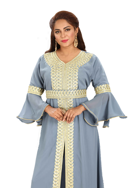 Arabian Kaftan With Long Bell Sleeve And Pant - Maxim Creation