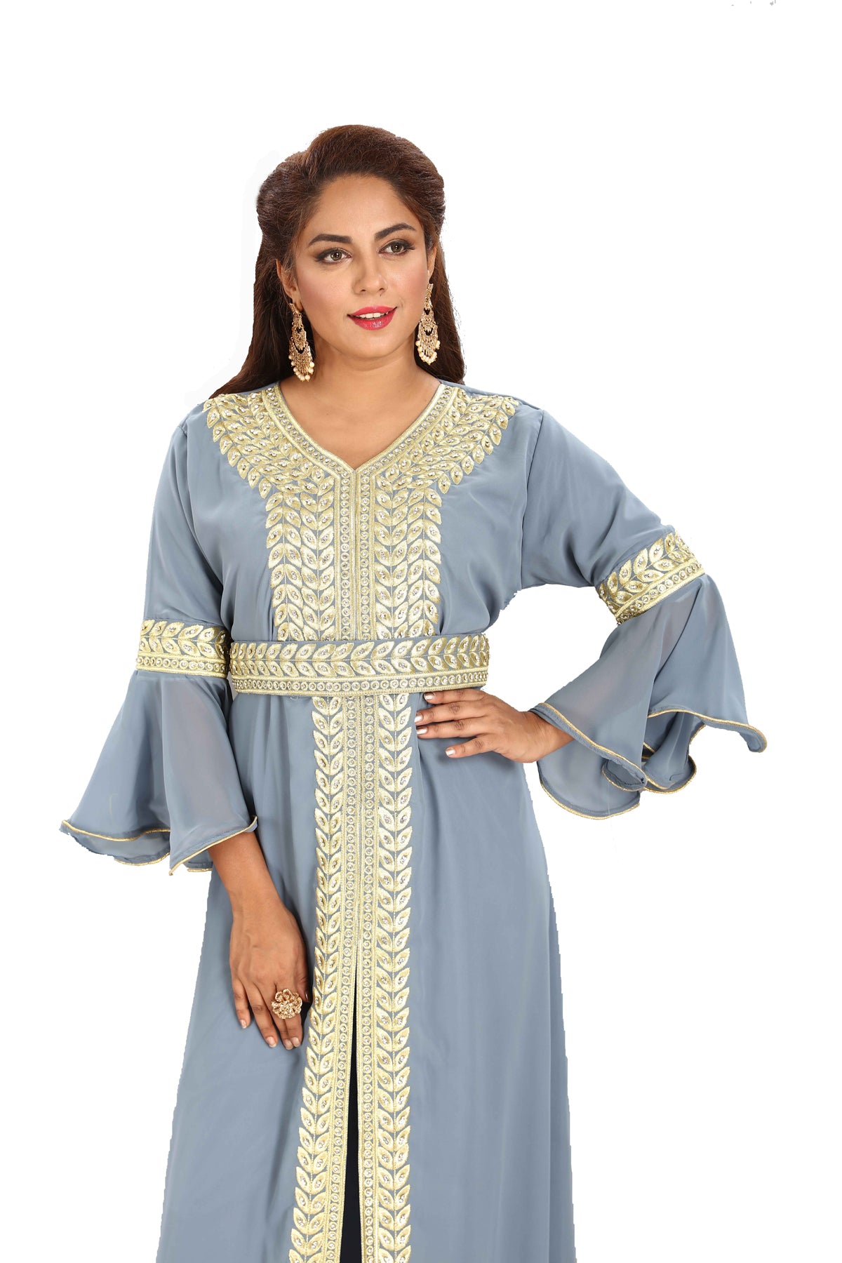 Arabian Kaftan With Long Bell Sleeve And Pant - Maxim Creation