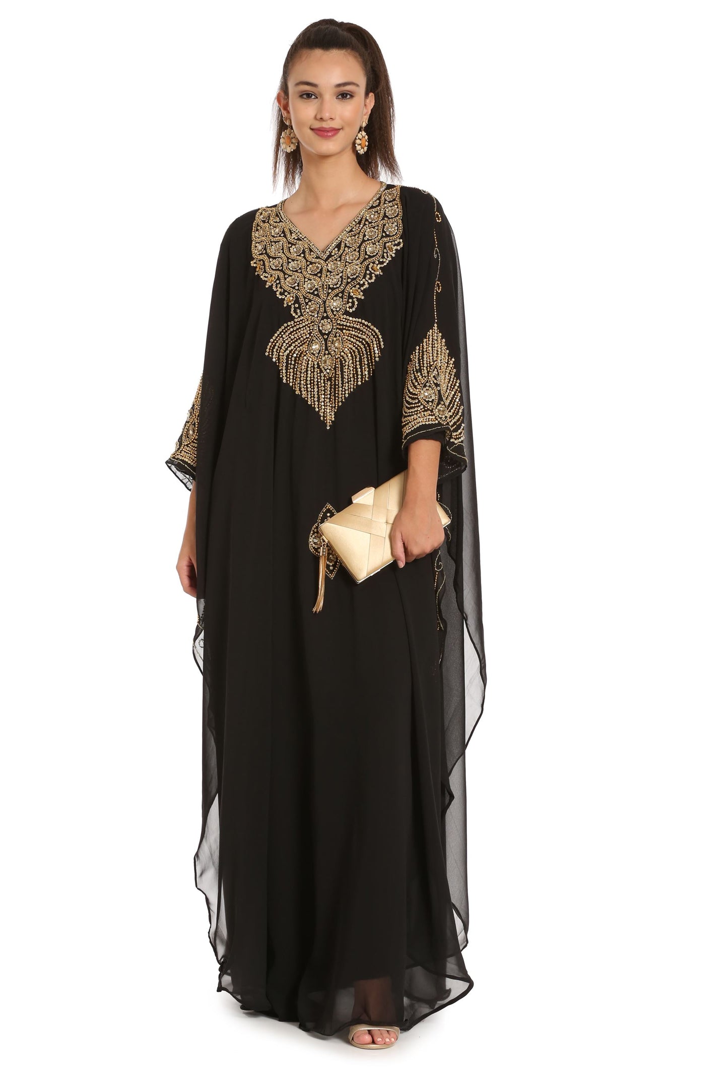 Handicraft Kaftan dress Embellished with Beads and Crystals - Maxim Creation