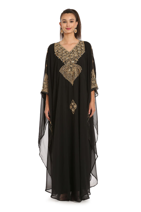 Handicraft Kaftan dress Embellished with Beads and Crystals - Maxim Creation