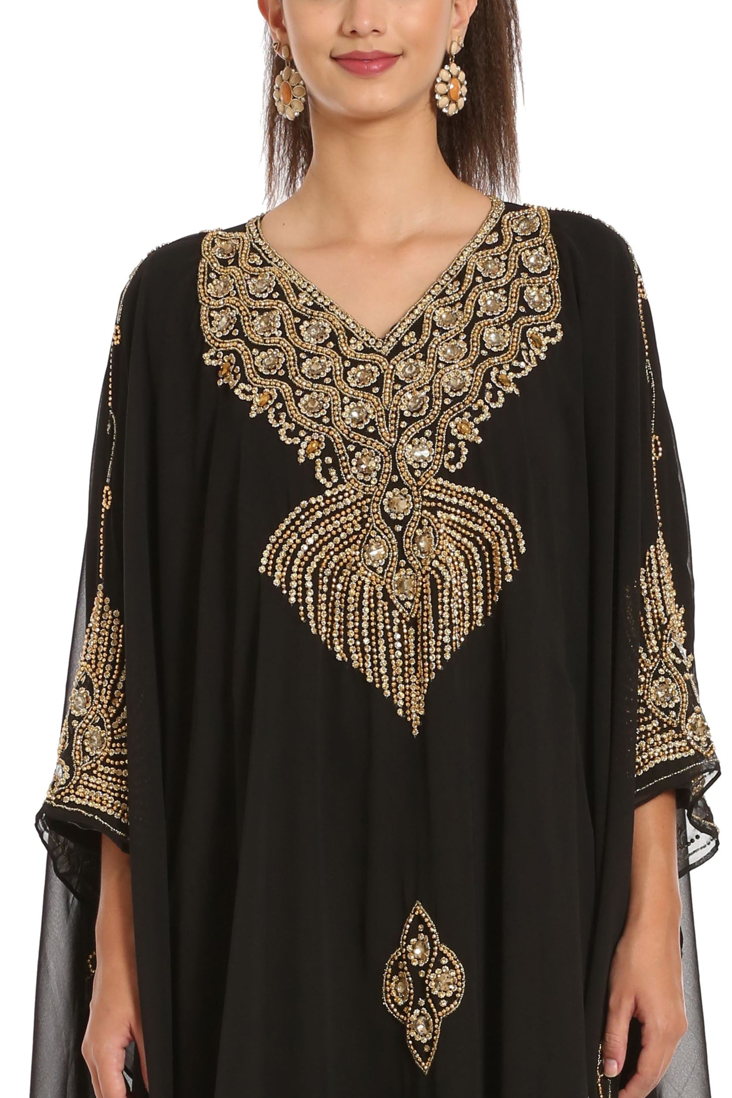 Handicraft Kaftan dress Embellished with Beads and Crystals - Maxim Creation