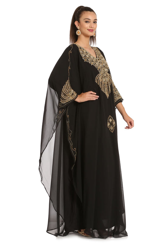 Handicraft Kaftan dress Embellished with Beads and Crystals - Maxim Creation