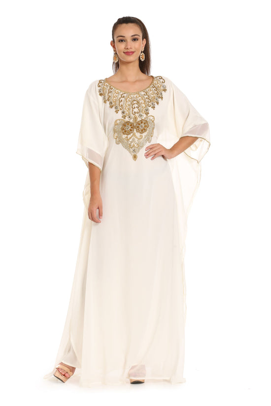 Long Tunic in Cream Farasha Evening Tea Party Dress - Maxim Creation