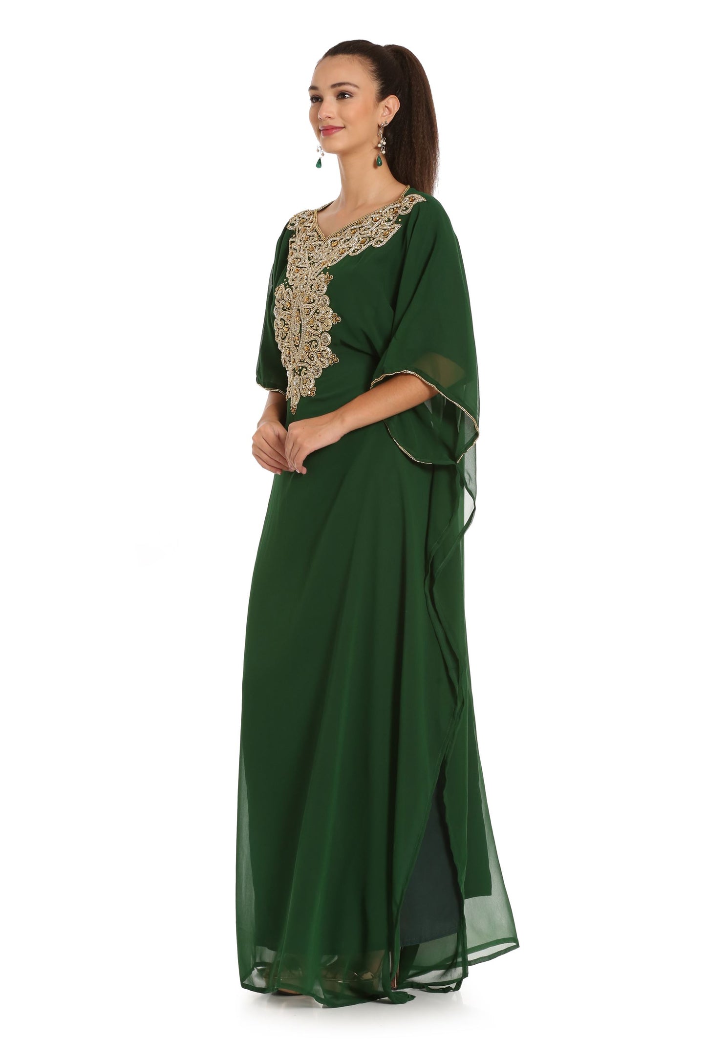 Embroidery Kaftan in Green by Maxim Creation - Maxim Creation