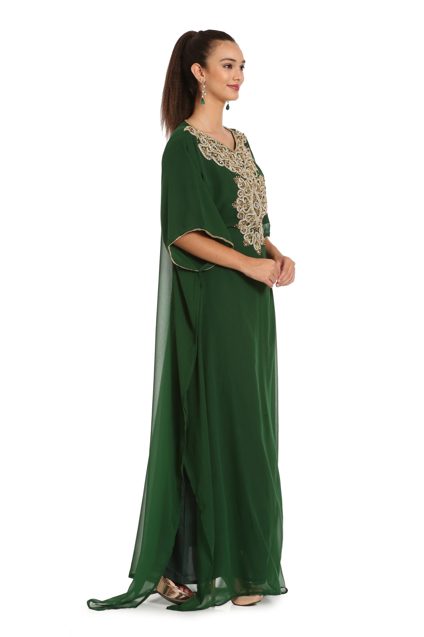 Embroidery Kaftan in Green by Maxim Creation - Maxim Creation