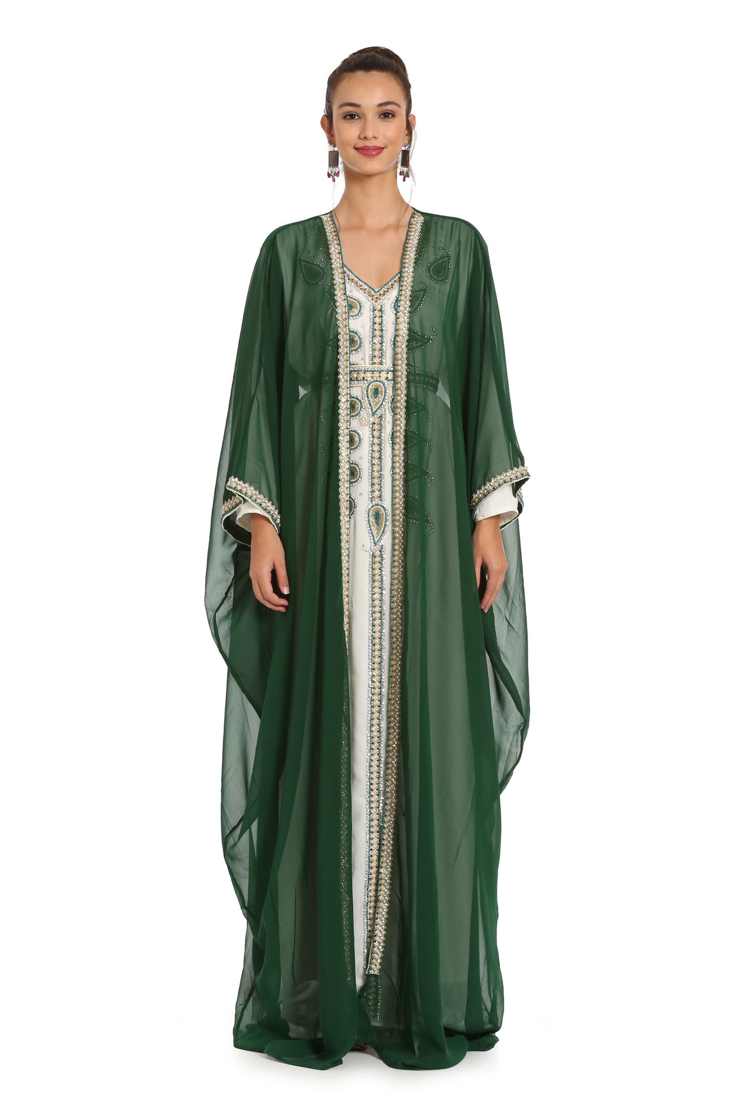 Dubai Farasha Tea Party Jellebiya in Green by Maxim Creation - Maxim Creation