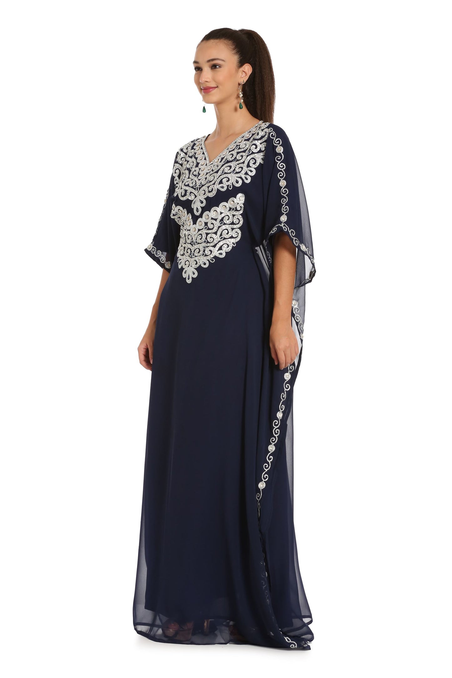 Arabian Farasha Maxi With Silver Embellishments & Beads - Maxim Creation