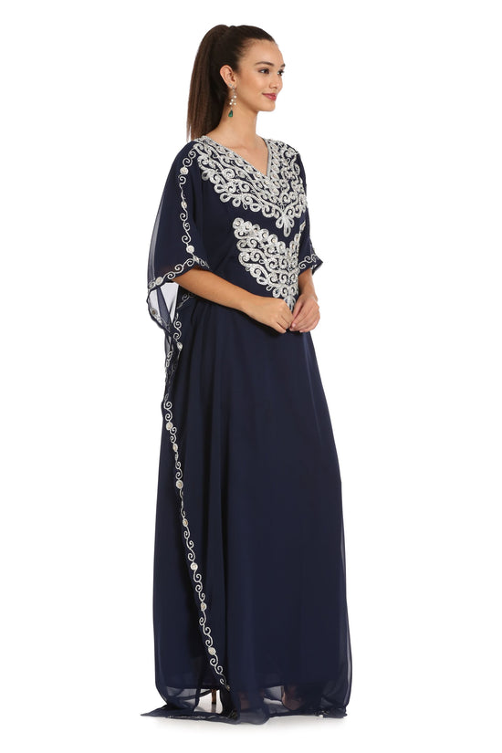 Arabian Farasha Maxi With Silver Embellishments & Beads - Maxim Creation