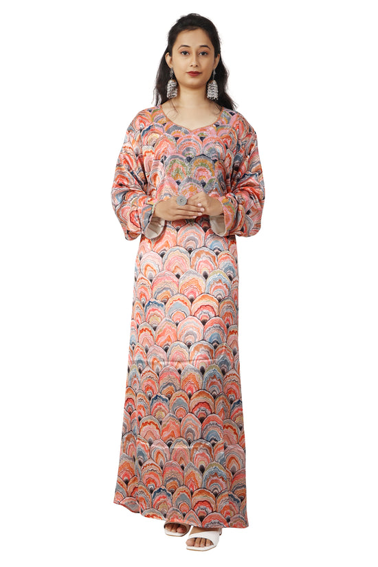 Dubai Farasha Peacock Print Tea Party Gown By Maxim Creation - Maxim Creation