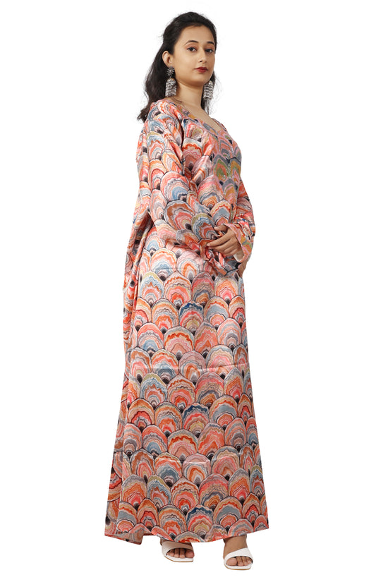 Dubai Farasha Peacock Print Tea Party Gown By Maxim Creation - Maxim Creation