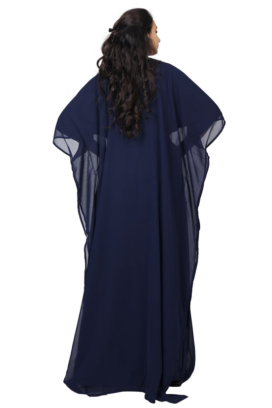 Embroidery Kaftan Handicraft Caftan In Navy Blue by Maxim Creation - Maxim Creation