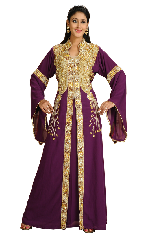 Jellabiya Maxi with Golden Embroidery - Maxim Creation