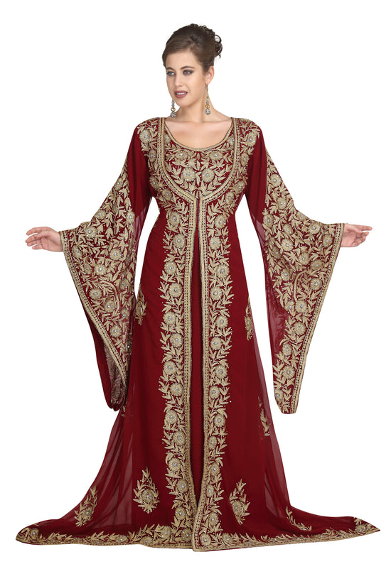 Traditional Kaftan Bell Sleeve Wedding Gown - Maxim Creation