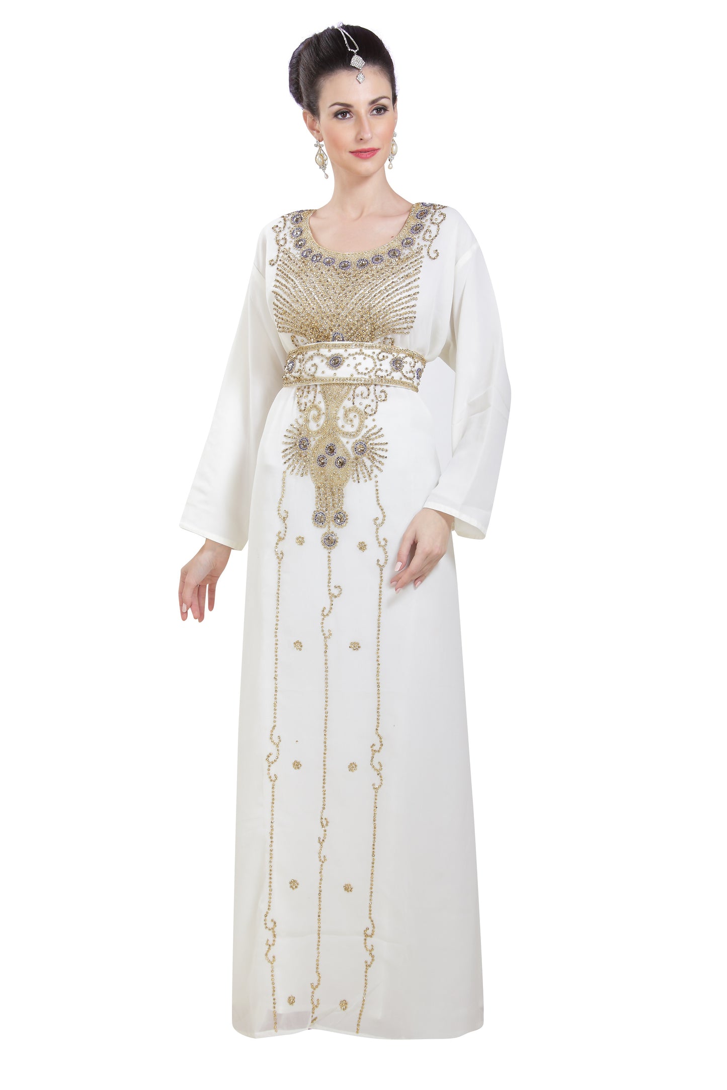 Arabian Farasha Long Sleeve Bollywood Studded Dress - Maxim Creation