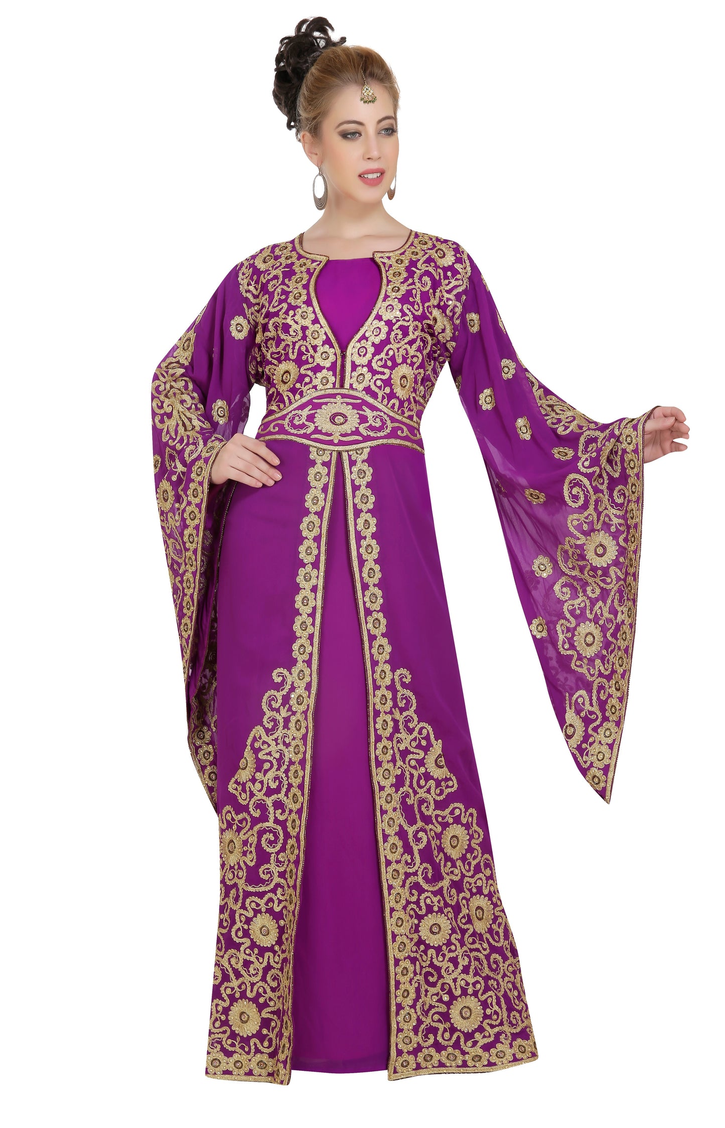 Arabian Kaftan Bell Sleeve Moroccan Jalabiya - Maxim Creation