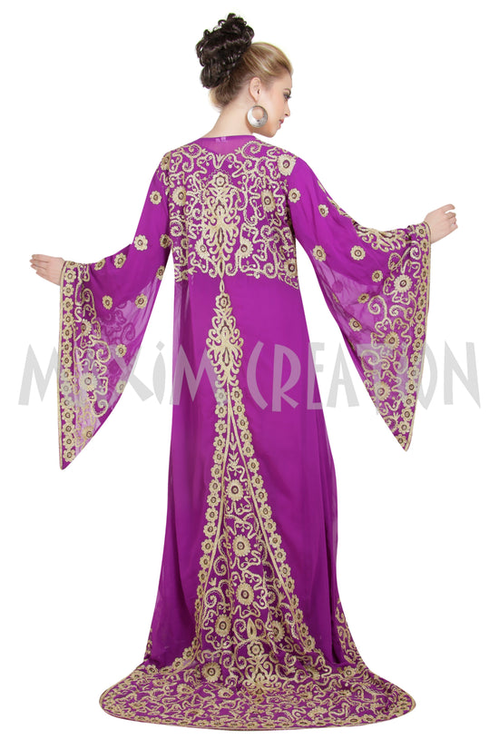 Arabian Kaftan Bell Sleeve Moroccan Jalabiya - Maxim Creation