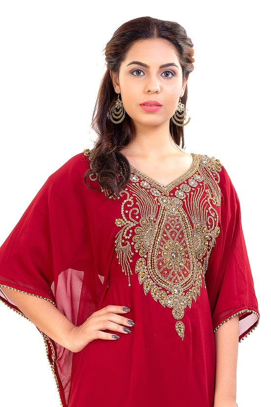 Dubai Kaftan With Intricately Embroidered Back Side of the Maxi - Maxim Creation