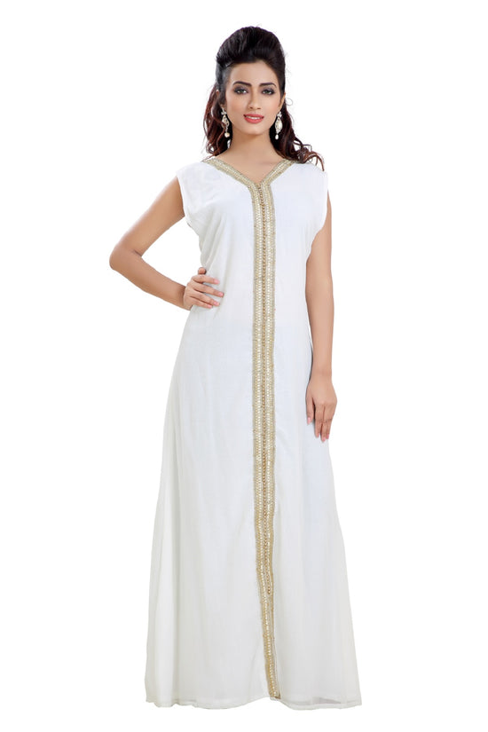 Inner Dress in Cream Full Length Slip Gown - Maxim Creation