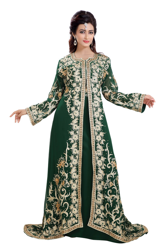 Moroccan Gown Aari Machine Embroidered Dress - Maxim Creation