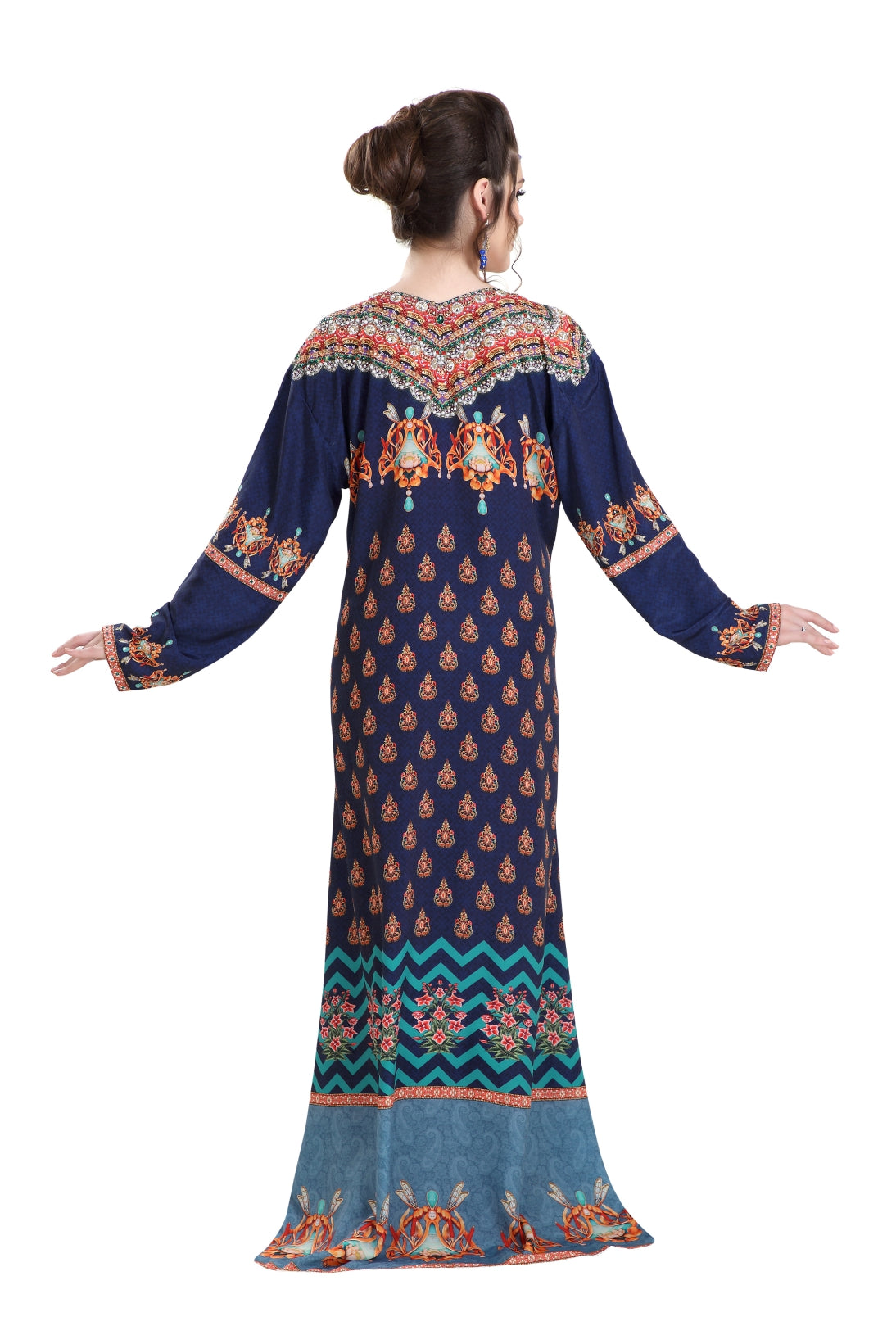 Beach Dress With Crystal Bead Printed Caftan - Maxim Creation