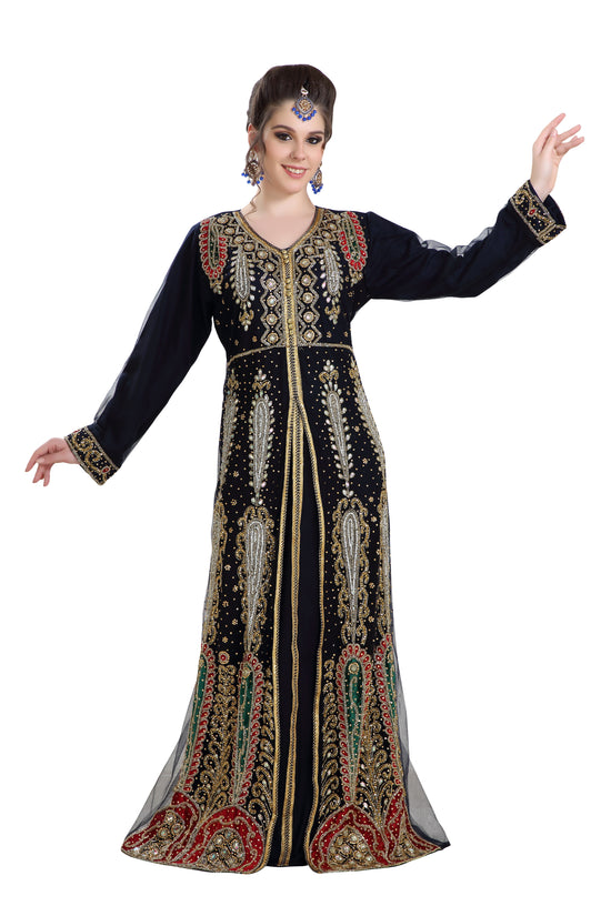 French Tackchita Gown with Soiree Embroidered Robe - Maxim Creation