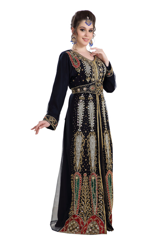 French Tackchita Gown with Soiree Embroidered Robe - Maxim Creation