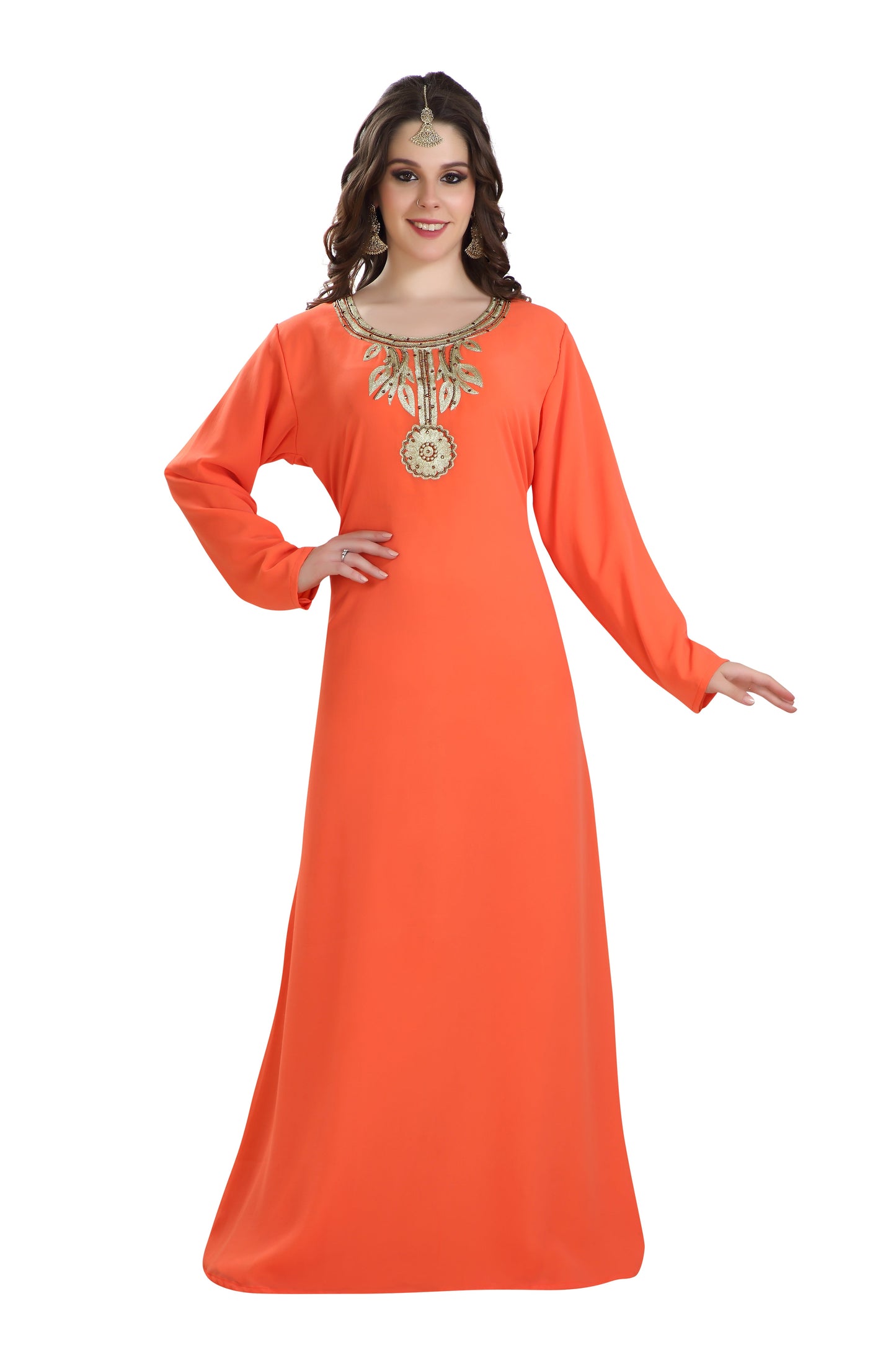 Evening Party Kaftan with Floral Ari Embroidery - Maxim Creation