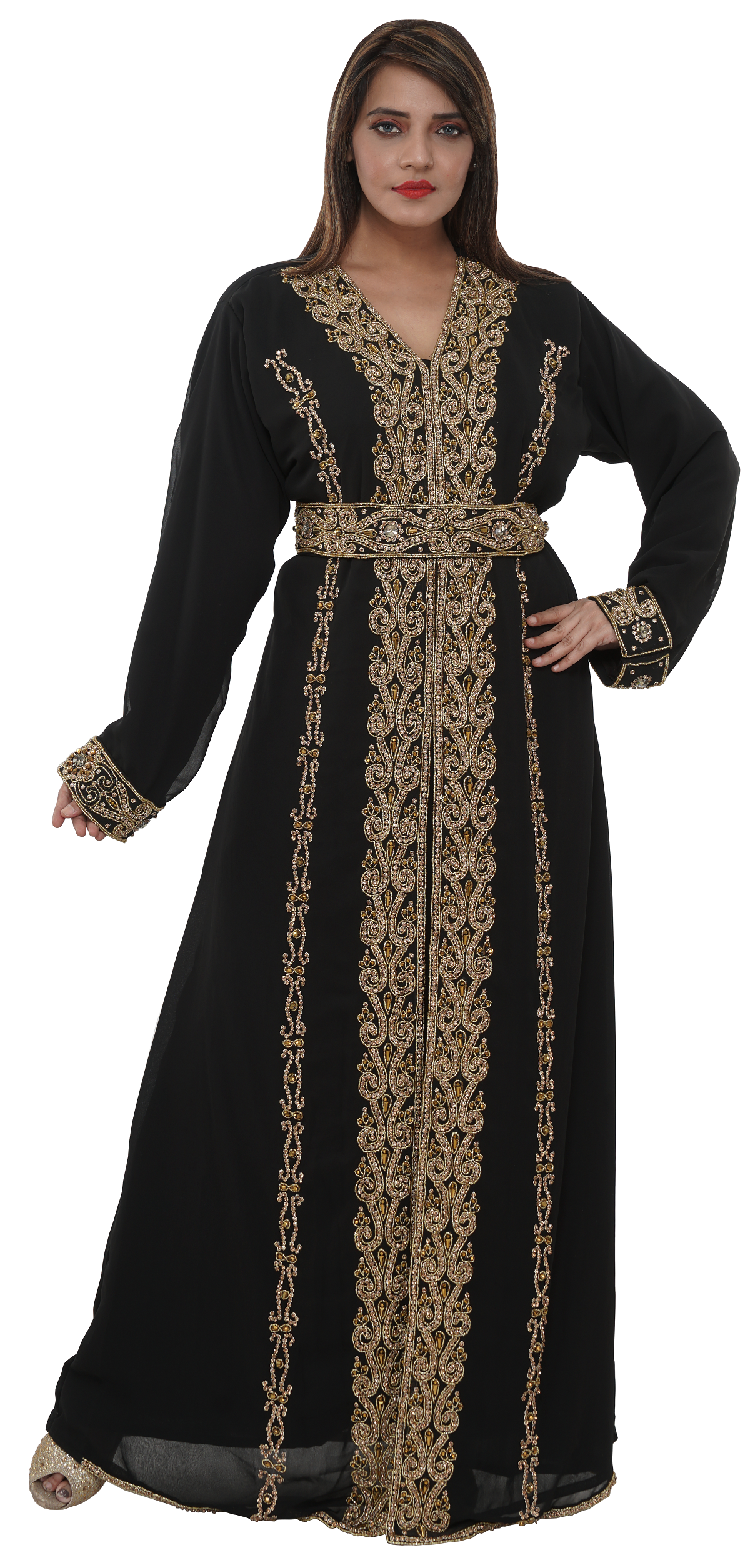 Arabian Caftan With Golden Beads - Maxim Creation